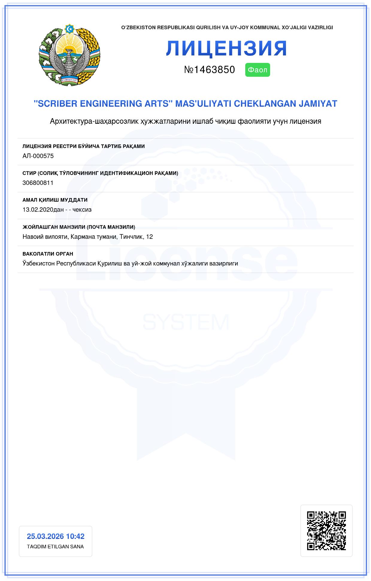 Лицензия на деятельность по разработке архитектурно-градостроительной документации